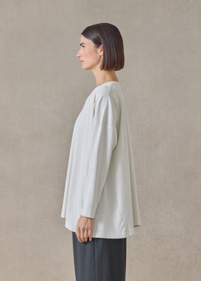 cotton jersey side panelled V neck t-shirt - long (oatpale)