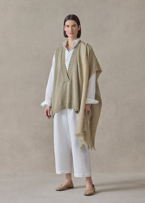 handwoven fine large linen scarf(cardamom)