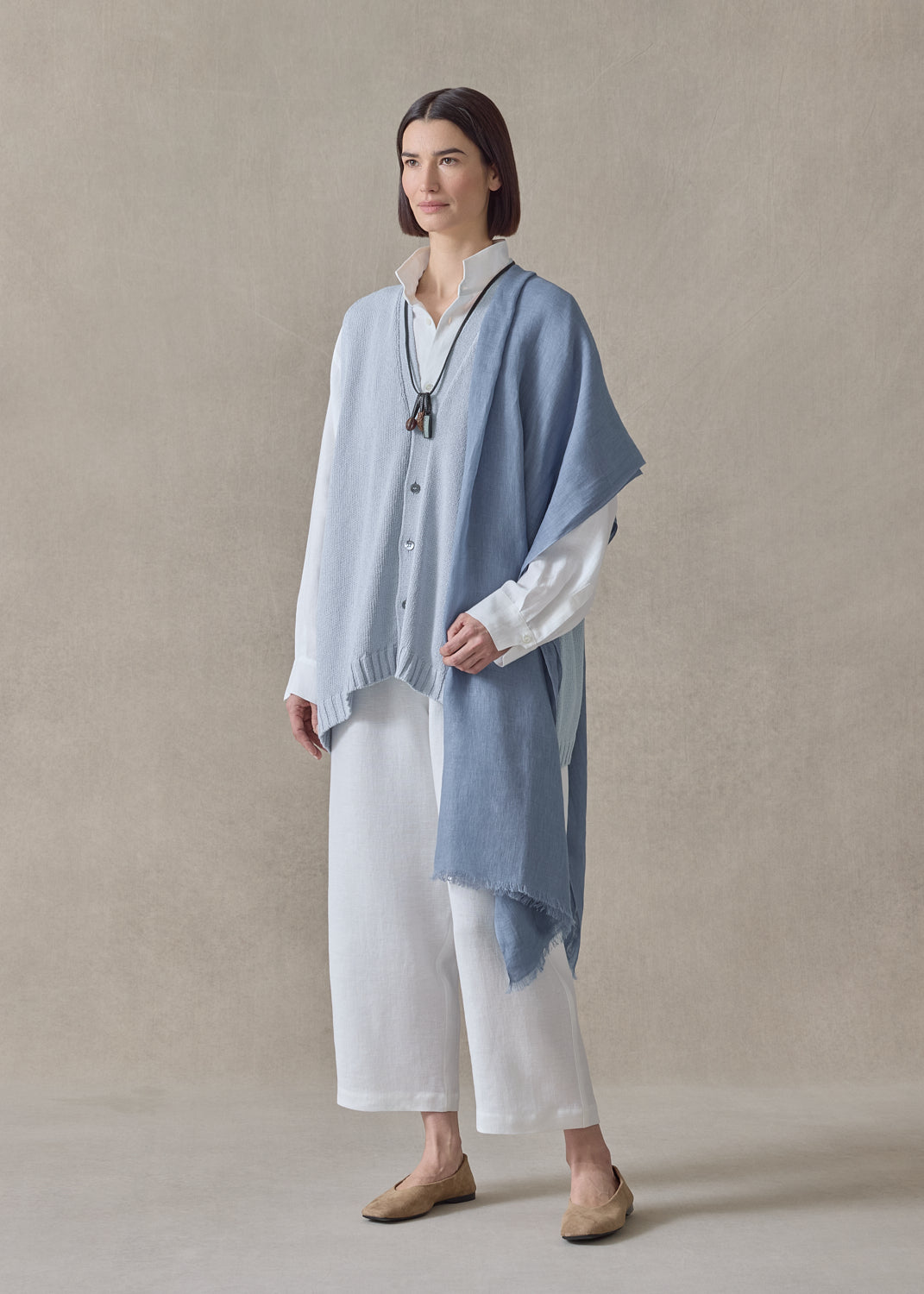 handwoven fine large linen scarf (jean)