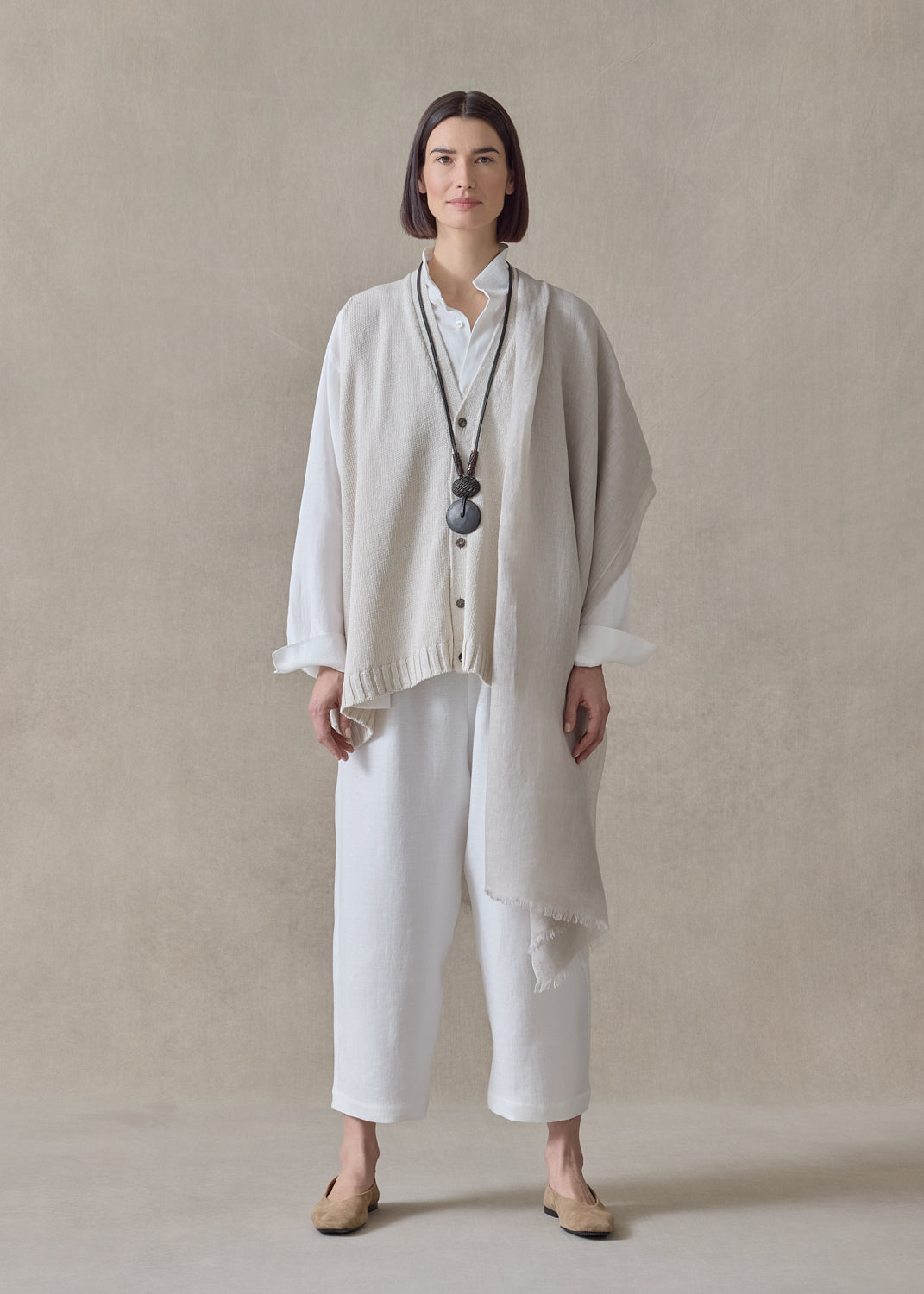 handwoven fine large linen scarf (silverlight)