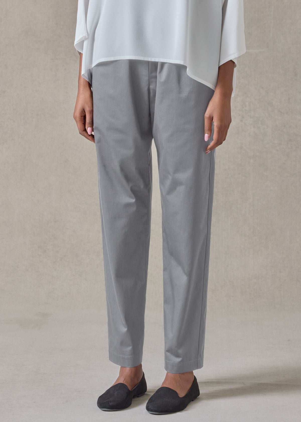 cotton stretch tapered regular trouser (greypale)