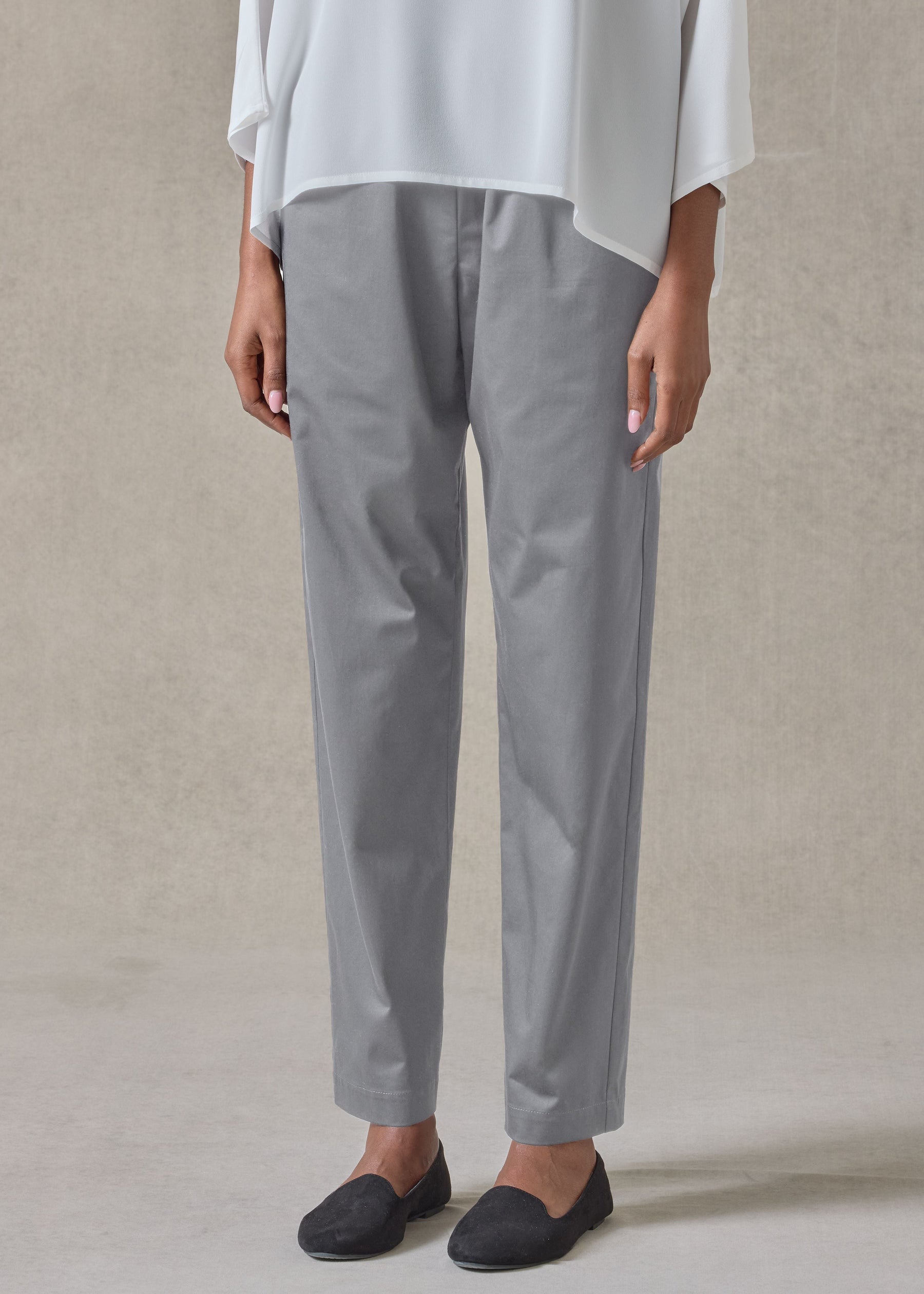 cotton stretch tapered regular trouser (greypale)