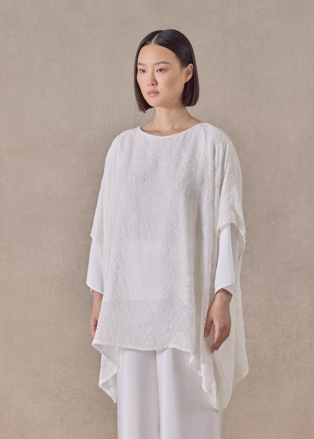 Devore Velvet silk mix kaftan - long (white)
