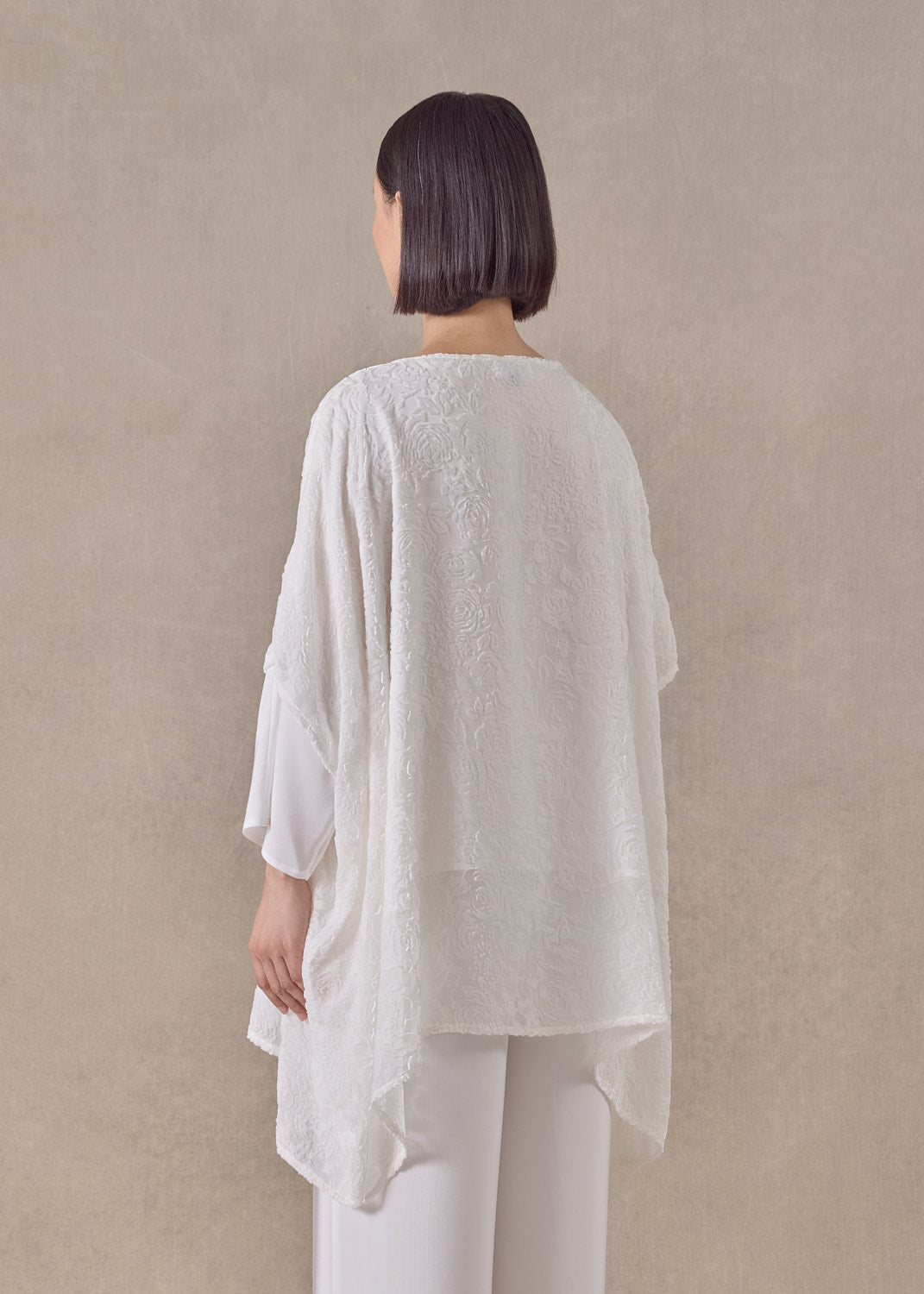 Devore Velvet silk mix kaftan - long (white)