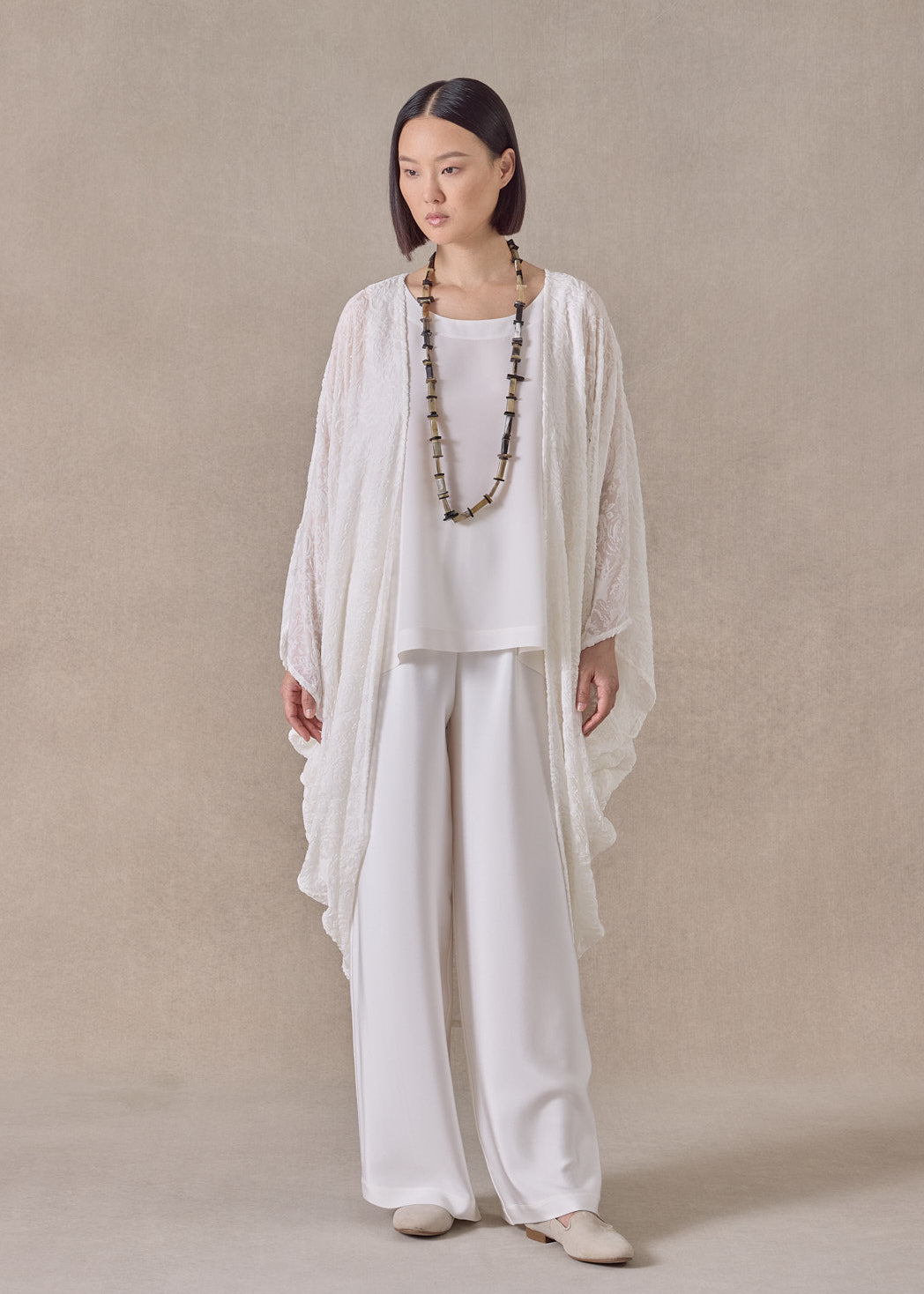 Devore Velvet silk mix cocoon jacket coat (white)