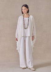 Devore Velvet silk mix cocoon jacket coat (white)