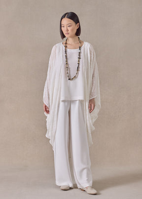 Devore Velvet silk mix cocoon jacket coat (white)