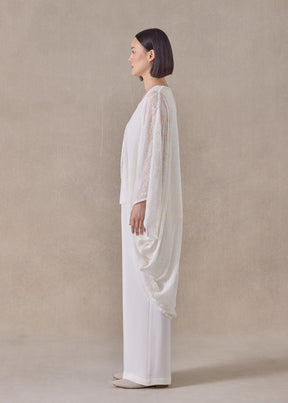 Devore Velvet silk mix cocoon jacket coat (white)