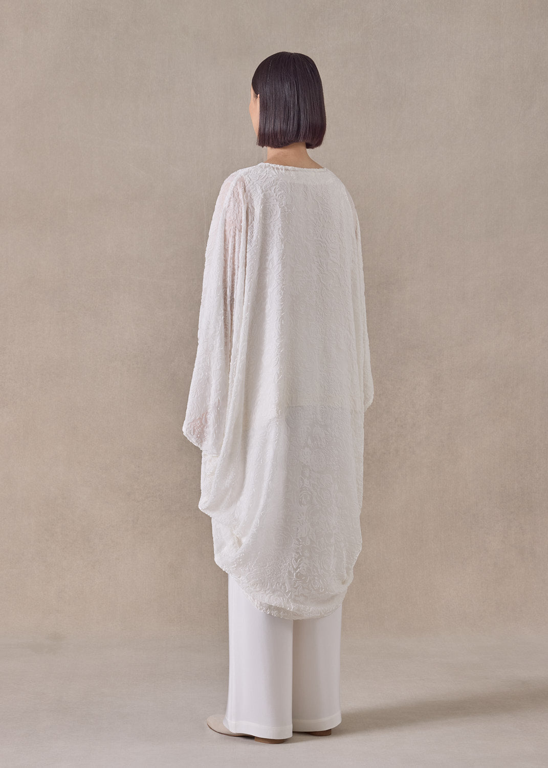 Devore Velvet silk mix cocoon jacket coat (white)