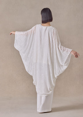 Devore Velvet silk mix cocoon jacket coat (white)