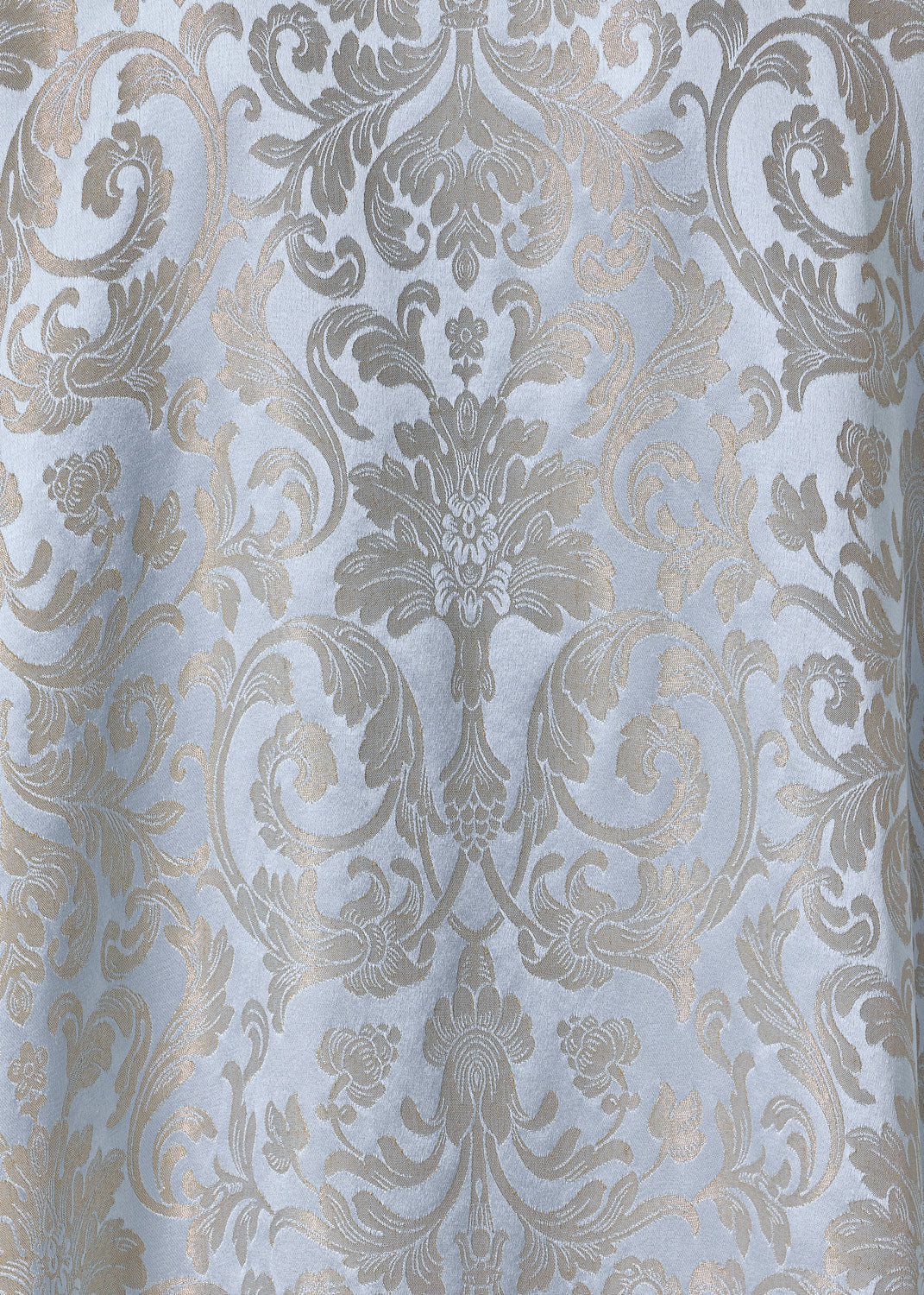 silk mix jacquard wide a-line chinese collar shirt - very long with slits (bridgertonblue)