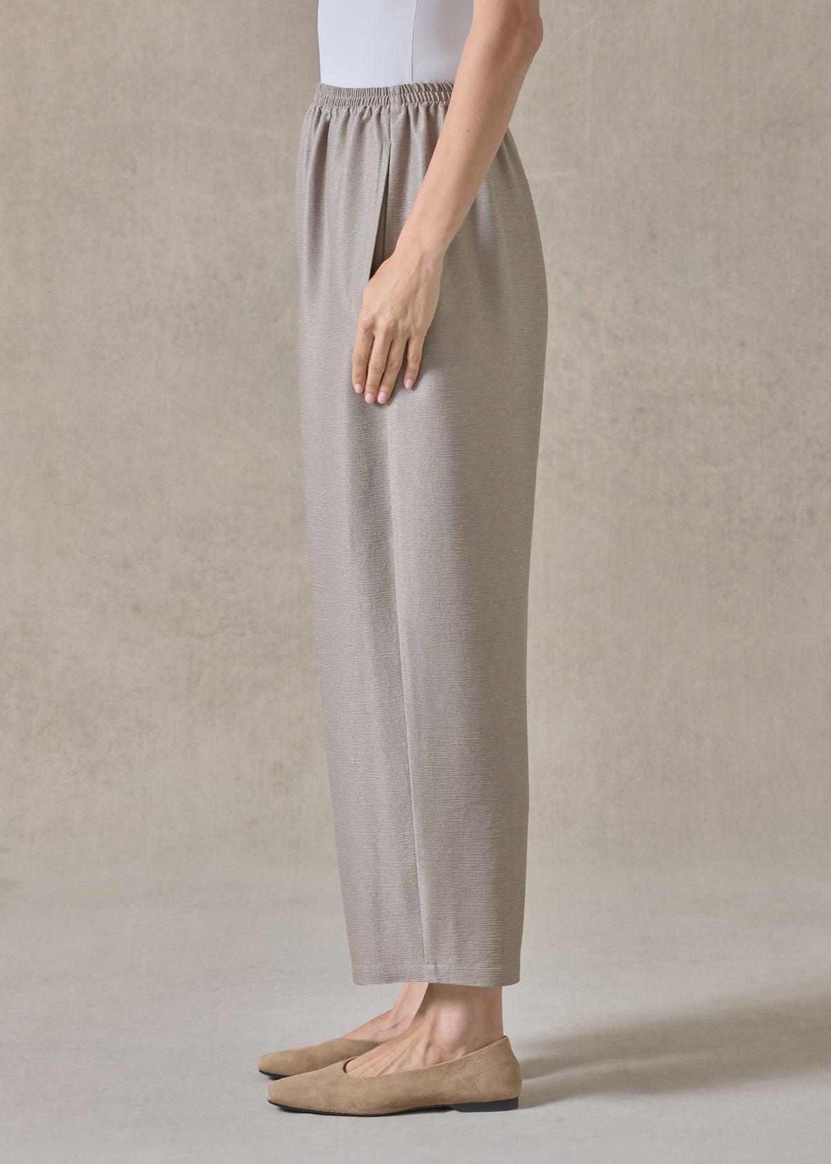 midweight silk plissé japanese trouser (stone)