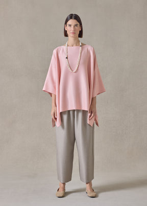 midweight silk plissé dps scoop neck top - mid plus (rosepowder)