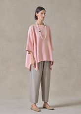 midweight silk plissé dps scoop neck top - mid plus (rosepowder)