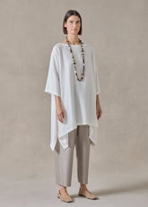 midweight silk plissé dps scoop neck top - long plus (white)