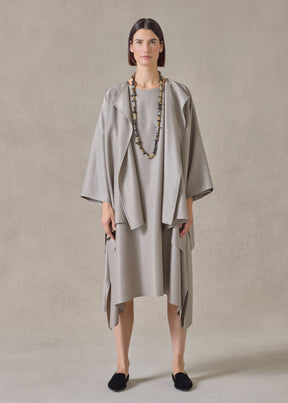midweight silk plissé dps jacket coat - mid plus (stone)