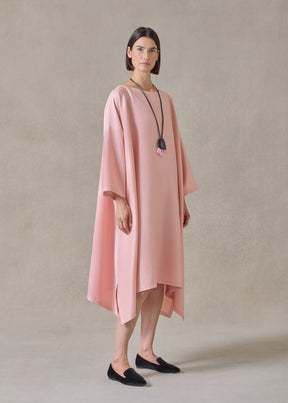 midweight silk plissé scoop neck dress (rosepowder)