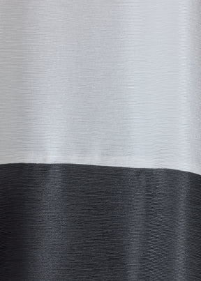 midweight silk plissé wide a-line scoop neck top - long (white/black)