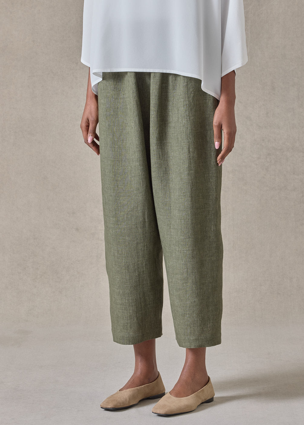 lightweight delave linen japanese trouser (olive)