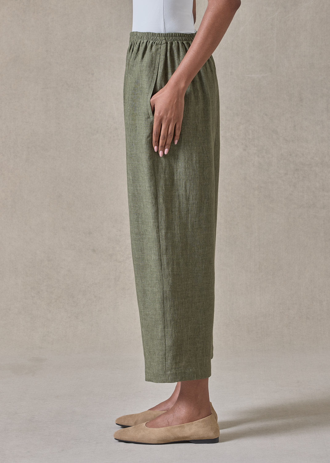 lightweight delave linen japanese trouser (olive)
