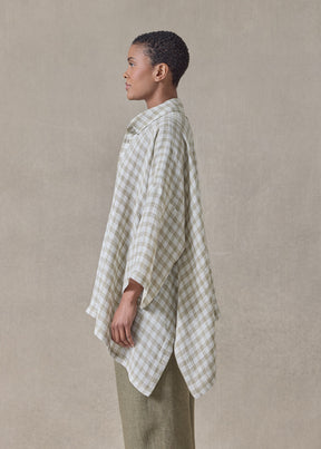 delave linen double pointed sides short sleeve shirt with collar - mid plus (cardamom)