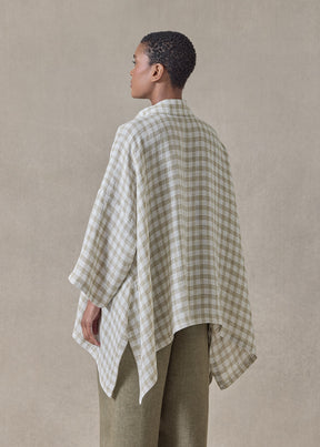 delave linen double pointed sides short sleeve shirt with collar - mid plus (cardamom)
