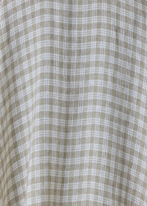 delave linen double pointed sides short sleeve shirt with collar - mid plus (cardamom)