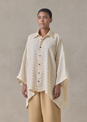 delave linen double pointed sides short sleeve shirt with collar - mid plus (haylight)