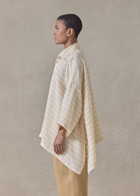 delave linen double pointed sides short sleeve shirt with collar - mid plus (haylight)