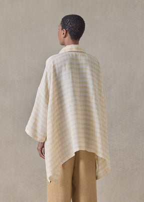delave linen double pointed sides short sleeve shirt with collar - mid plus (haylight)