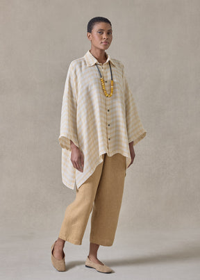delave linen double pointed sides short sleeve shirt with collar - mid plus (haylight)