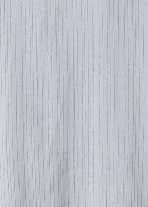 extrafine gold stripe handkerchief linen wide a-line short sleeve shirt dress with collar (white)