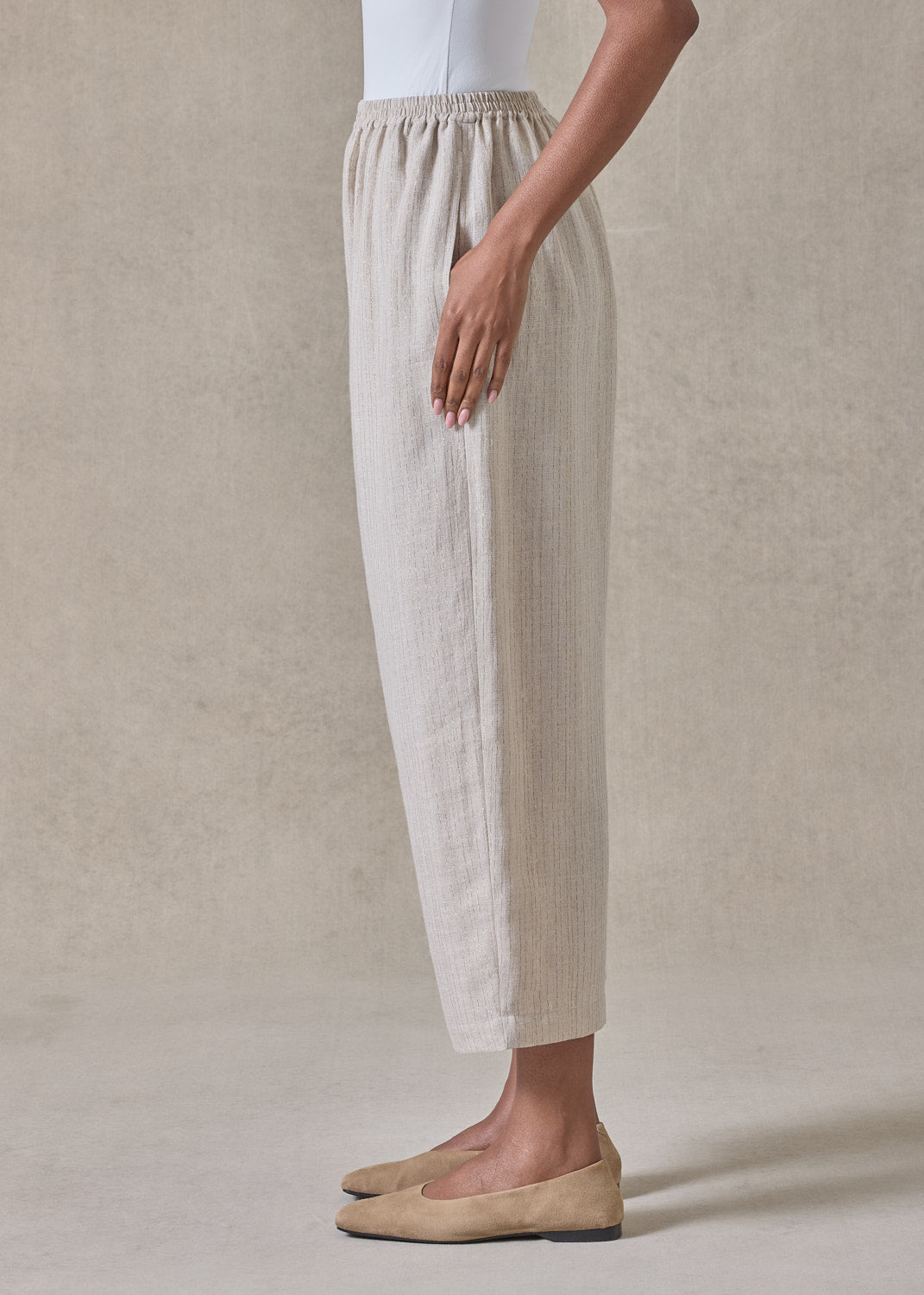 extrafine gold stripe linen japanese trouser (natural)