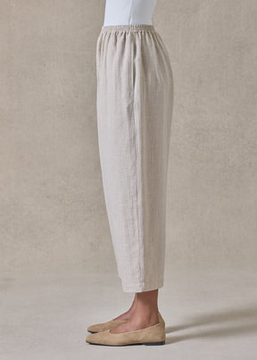 extrafine gold stripe linen japanese trouser (natural)