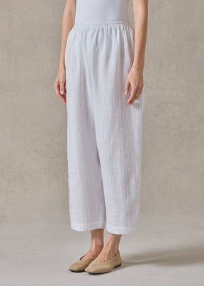 extrafine gold stripe linen japanese trouser (white)