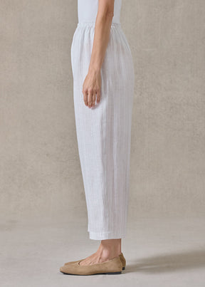 extrafine gold stripe linen japanese trouser (white)