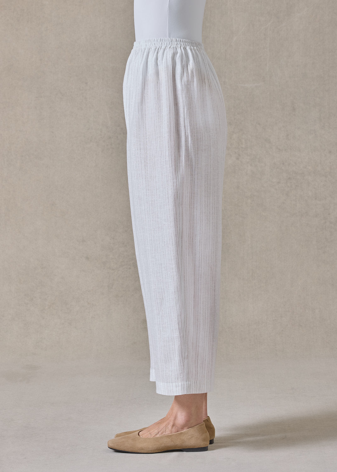 extrafine gold stripe linen japanese trouser (white)