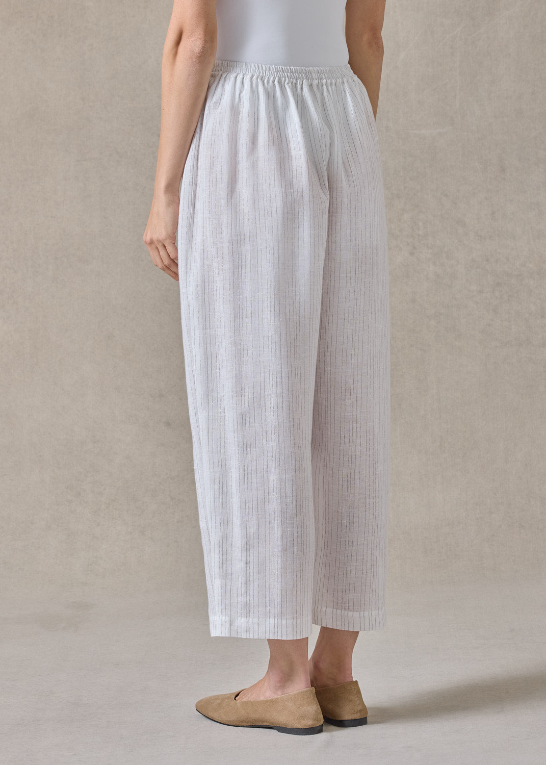 extrafine gold stripe linen japanese trouser (white)