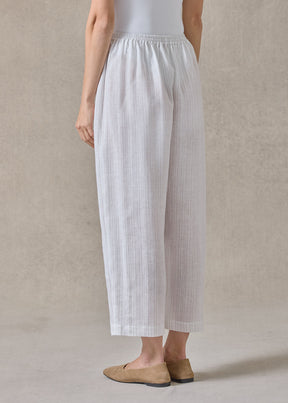 extrafine gold stripe linen japanese trouser (white)