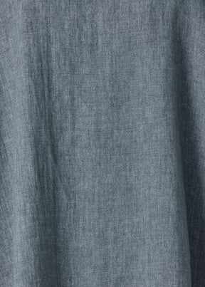 heavyweight delave linen angle to front monks top - long (petrol)