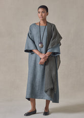 heavyweight delave linen angle-to-front side seam scoop neck t shirt dress (petrol)