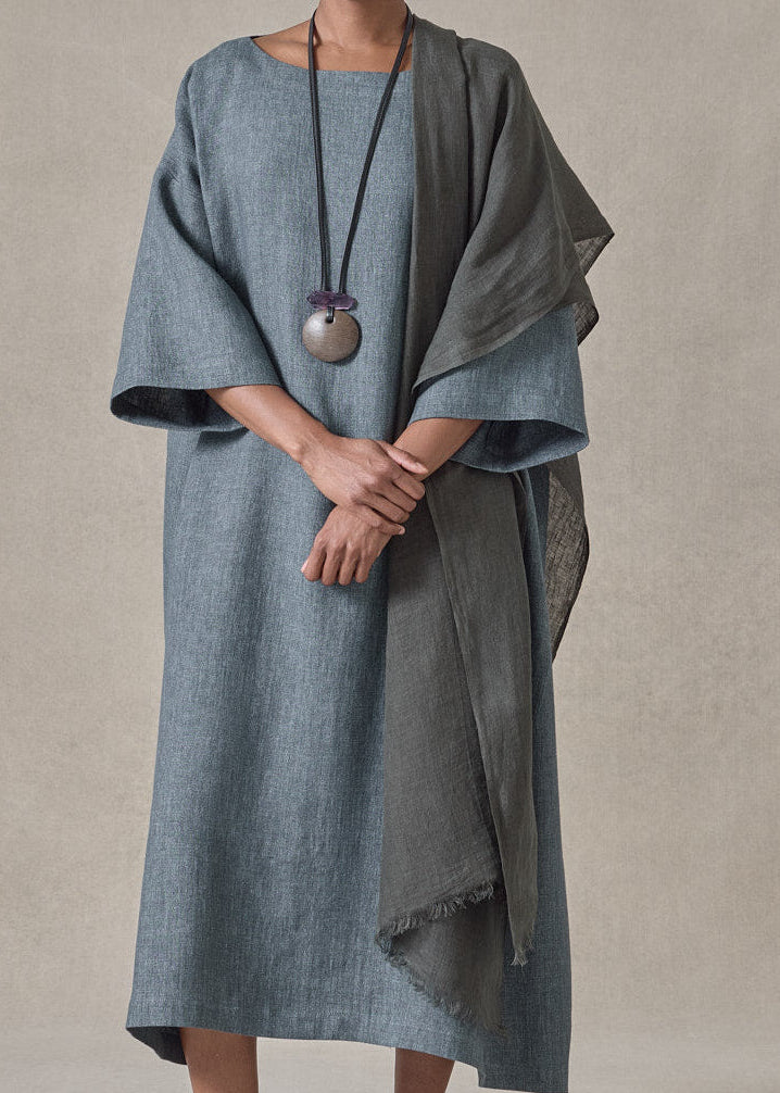 handwoven fine large linen scarf (olivedark)