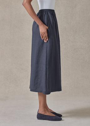 handkerchief linen flared culotte (navydark)