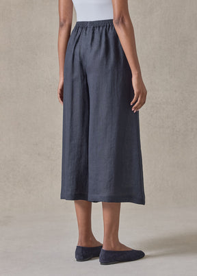 handkerchief linen flared culotte (navydark)