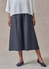handkerchief linen flared culotte (navydark)