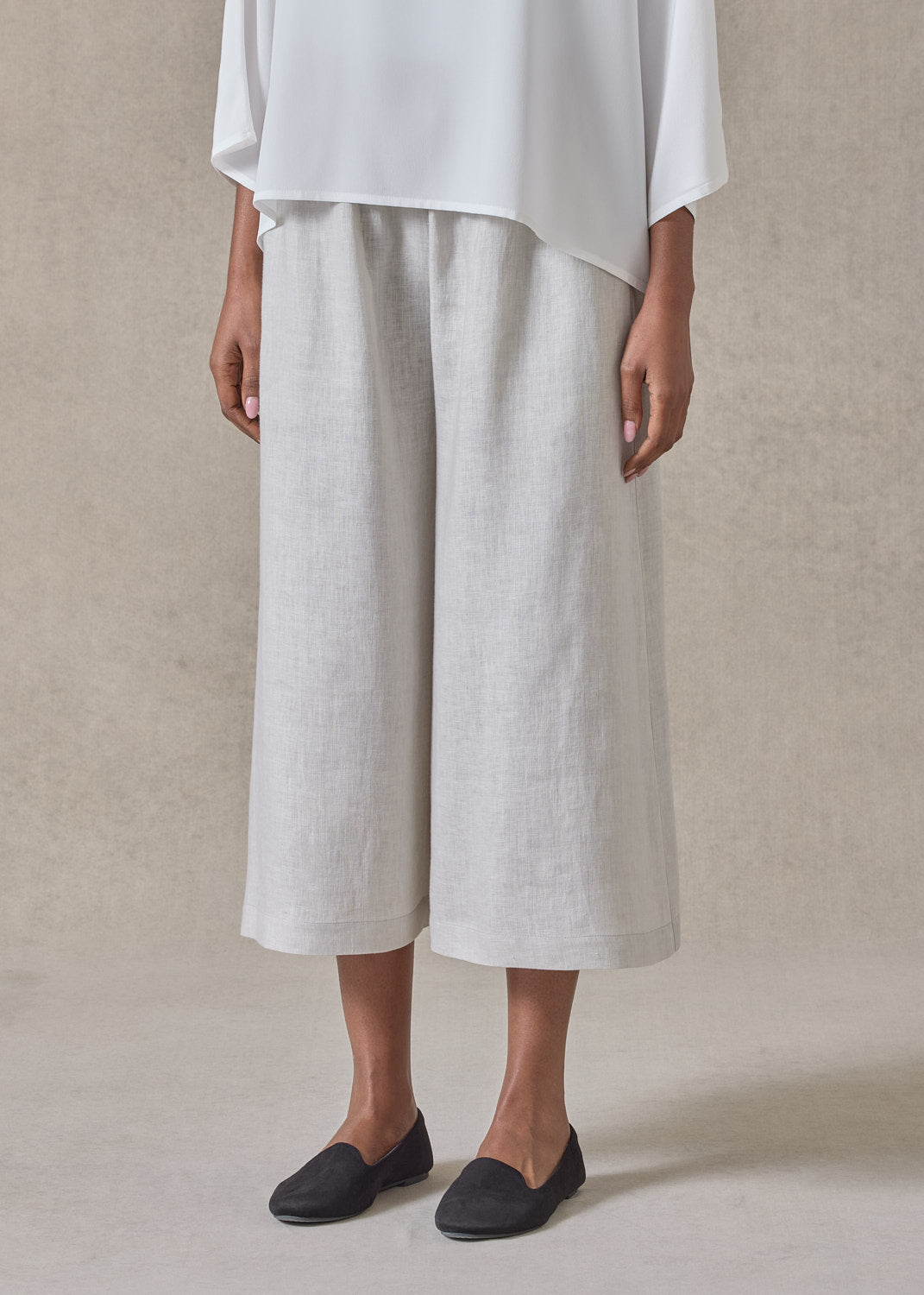 handkerchief linen flared culotte (silvertint)