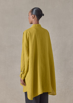 handkerchief linen wide a-line collarless classic shirt - long plus (dijon)