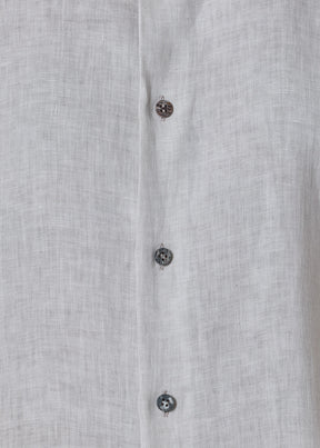 handkerchief linen wide a-line collarless classic shirt - long plus (silvertint)