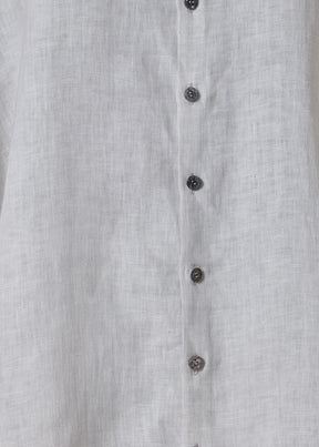 handkerchief linen sloped shoulder wide a-line short sleeve shirt with collar - mid plus (silvertint)