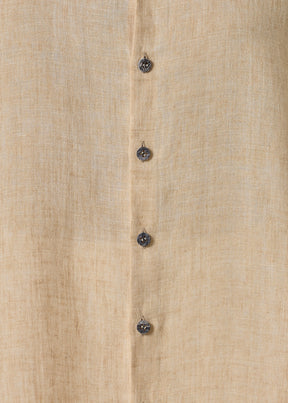 handkerchief delave linen sloped shoulder wide a-line short sleeve shirt with collar - mid plus (haylight)